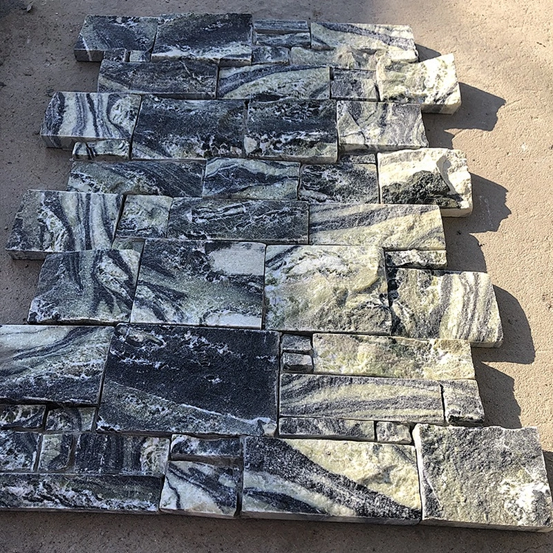 Fine Split Face Ice Green Slate Wall Cladding Exterior Stacked Stones