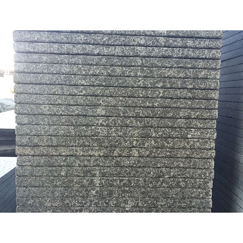Flame Heat Treatment Flooring Paving Slab Stone Black Granite Tiles