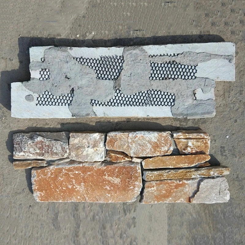 Fine Architectural Elements Gold Quartzite Natural Veining Loose Stacked Stone