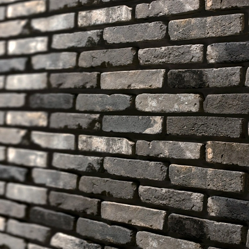 Handmade Grey Black Interior Old Style Stone Decor Flexible Eco Thin Brick