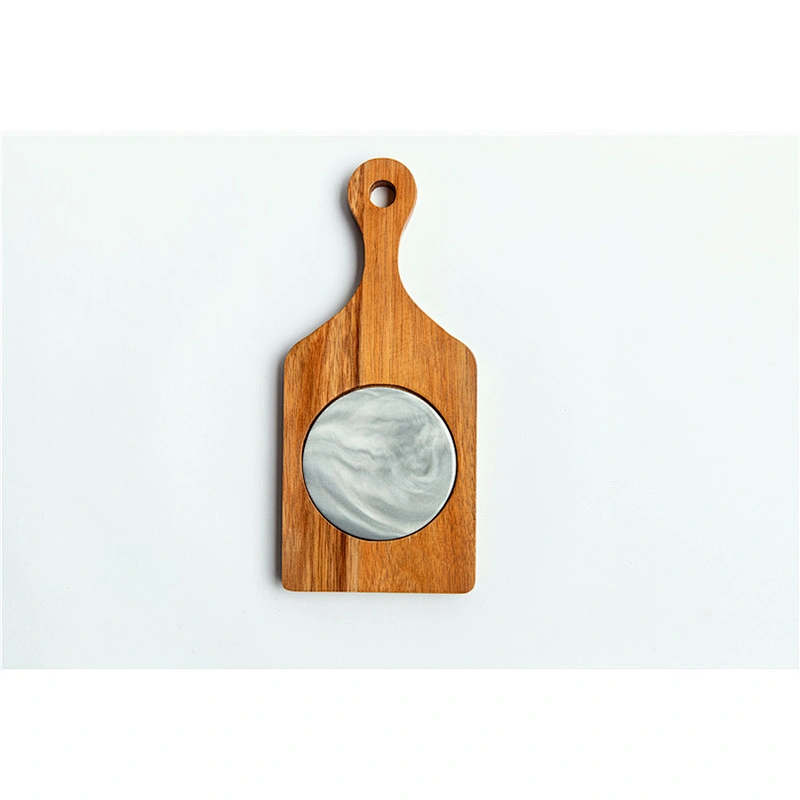 Special kitchen supplies food dinner plate marble gray solid wood dinner plate polygon dinner plate round marble tray removable