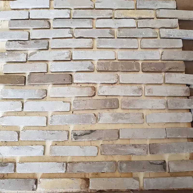 White Concrete with Clay Thin Brick Veneer Corners