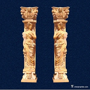 travertine column/marble temple pillar/simple stone pillar design