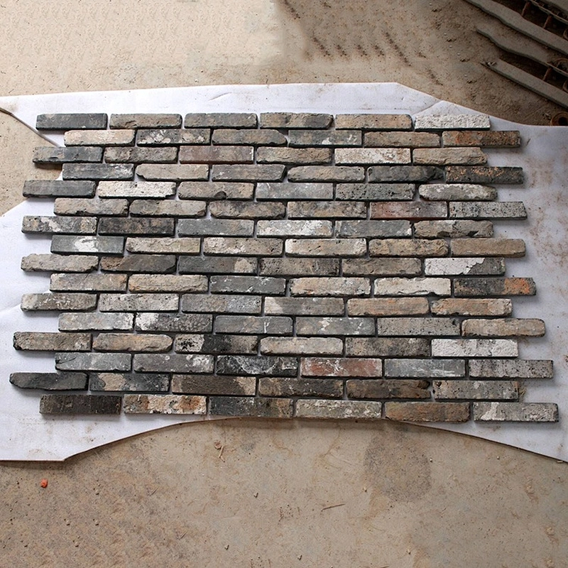 Handmade Grey Black Interior Old Style Stone Decor Flexible Eco Thin Brick