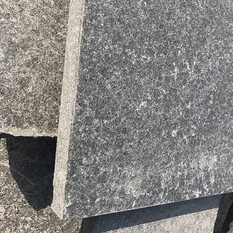 Flame Heat Treatment Flooring Paving Slab Stone Black Granite Tiles