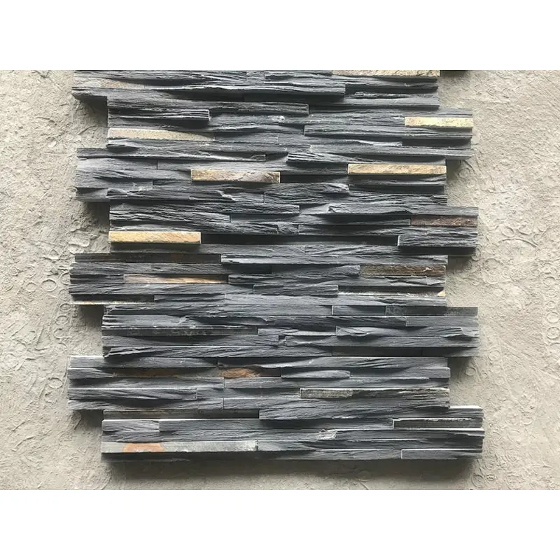 Black with Rust Slate Rough Face Stone Wall Panel Cladding/External Stone Wall Cladding/Culture Stone