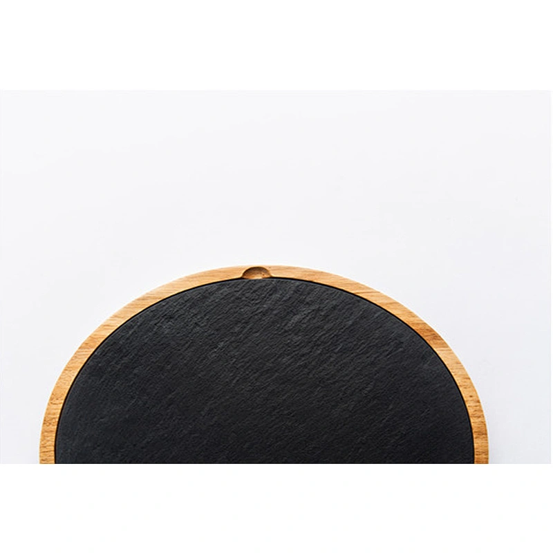 CHEAP kitchen supplies Slate mosaic acacia plate Round  Plate Dish Stone tableware Perforated plug decoration With holes