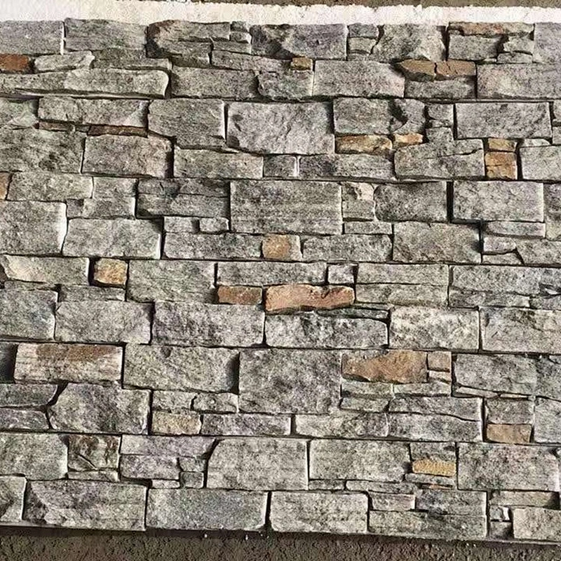 Outdoor Wall Decoration Green Rust Quartzite Ledge Stacked Stone