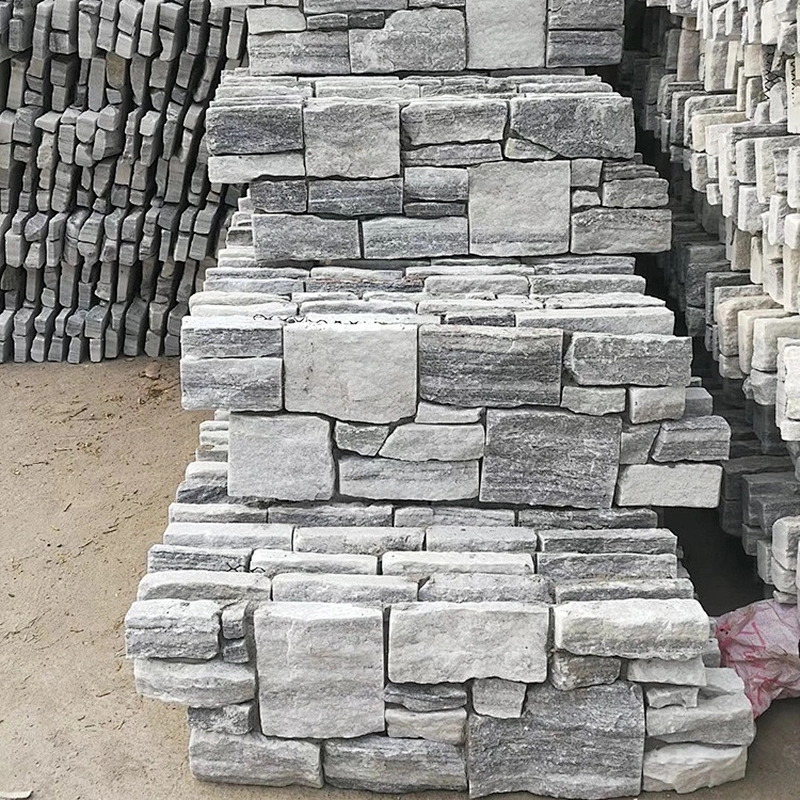 Cloudy Grey Natural Split Face Slate Quartzite Concrete Paving Stone Stack