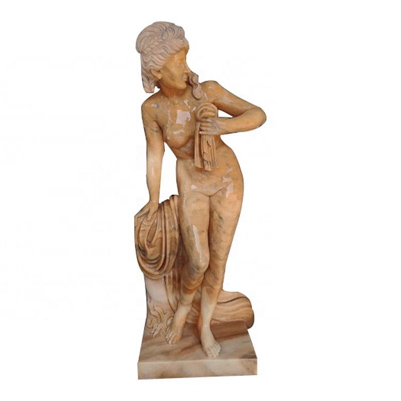 Garden Decorative Bathing Woman Naked Girl Statue Art Stone Sculpture