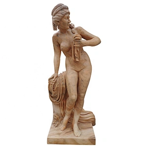 Garden Decorative Bathing Woman Naked Girl Statue Art Stone Sculpture