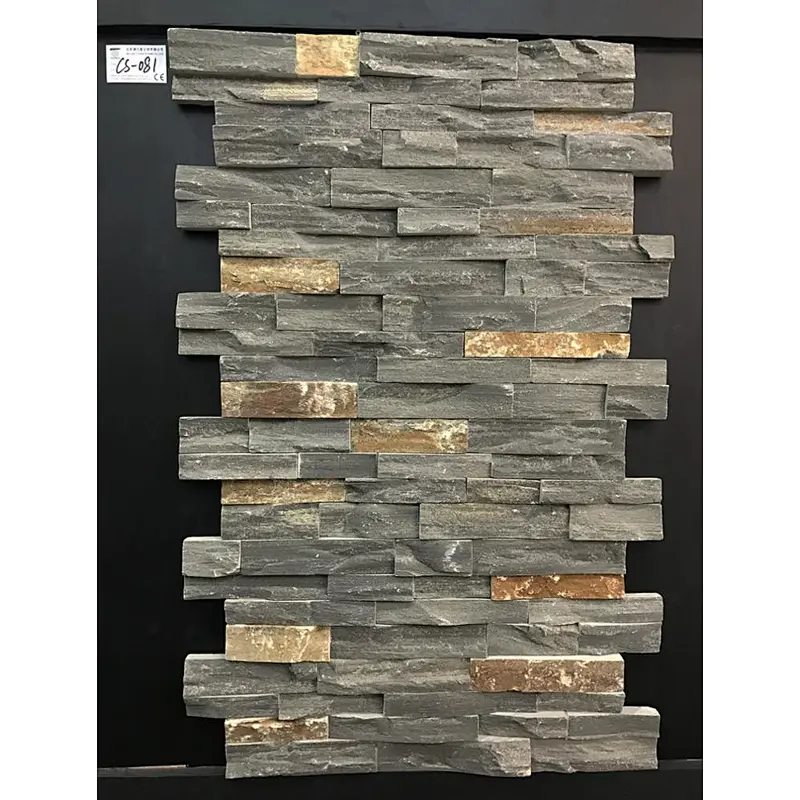Rust Gray Rock Face Stone Veneer/Stacked Stone Panel/Slate Wall Cladding