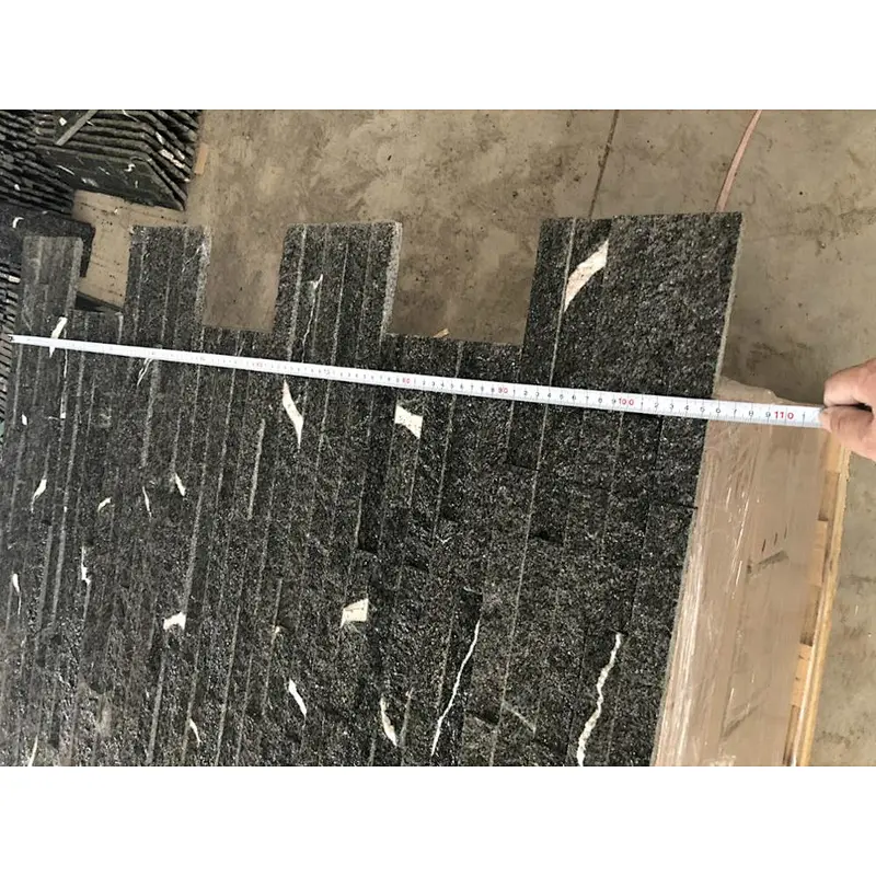 Lightning Black Granite Natural Culture Stone/Stacked Stone Panel/Granite Wall Cladding Design