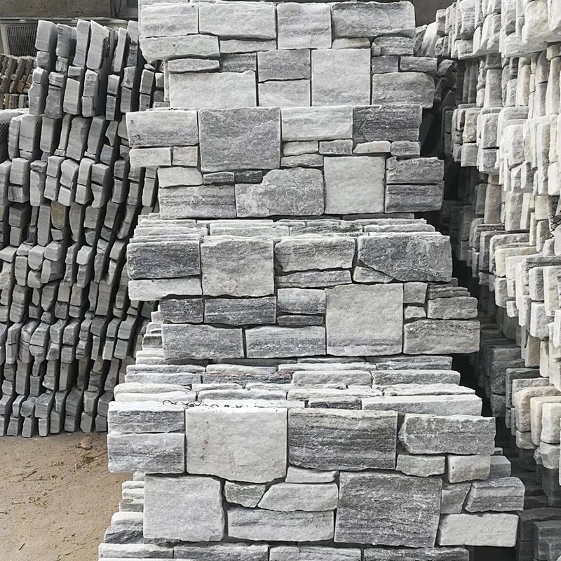 Cloudy Grey Natural Split Face Slate Quartzite Concrete Paving Stone Stack