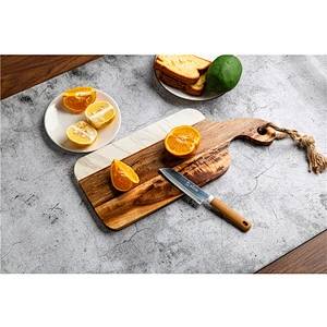 Cheap Special kitchen supplies food dinner plate marble gray solid wood dinner plate polygon tray can be hung