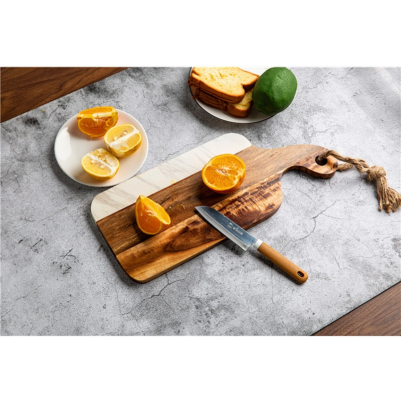 Cheap Special kitchen supplies food dinner plate marble gray solid wood dinner plate polygon tray can be hung