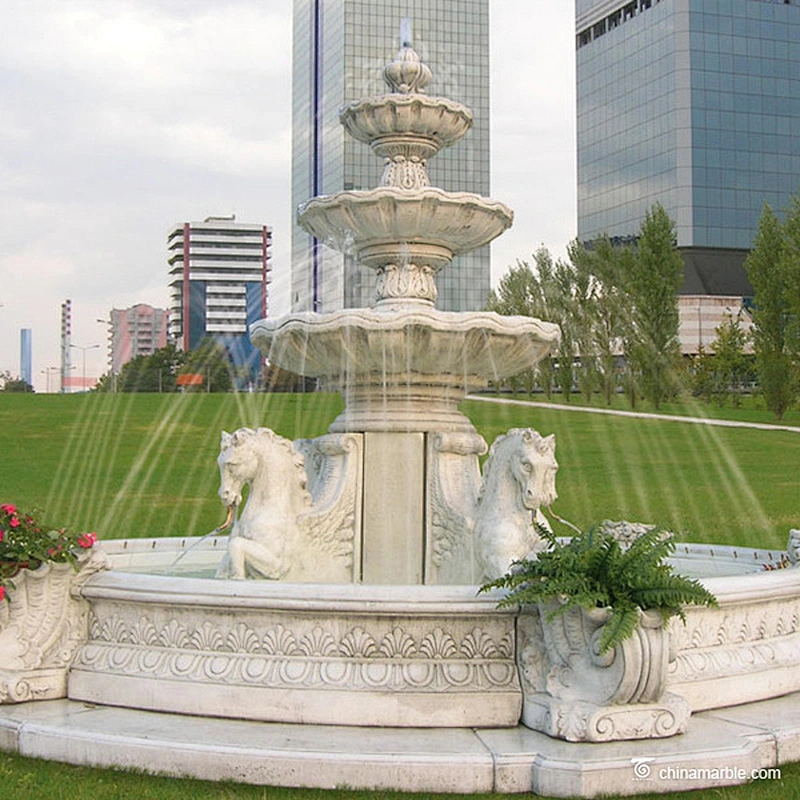 Outdoor Water Fountain With Horse Statues