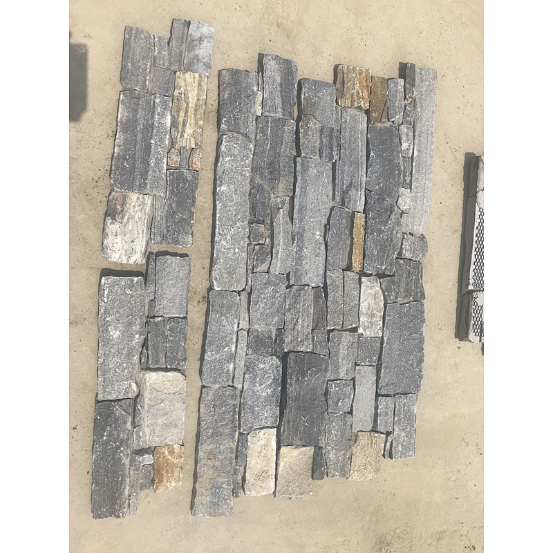 Blue Quartzite Meshed Cement Back Cladding Exterior Wall Panels/Exterior Wall Stone Decoration/Stacked Stone Panel