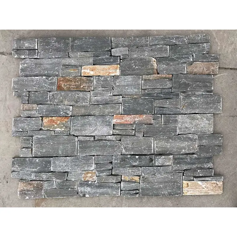 Meshed Cement Back Gray Slate Stacked Stone/Slate Landscaping Stone
