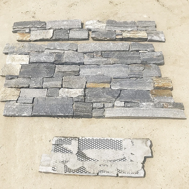 Rust Style Meshed Cement Blue Quartzite Family Wall Stack Stone