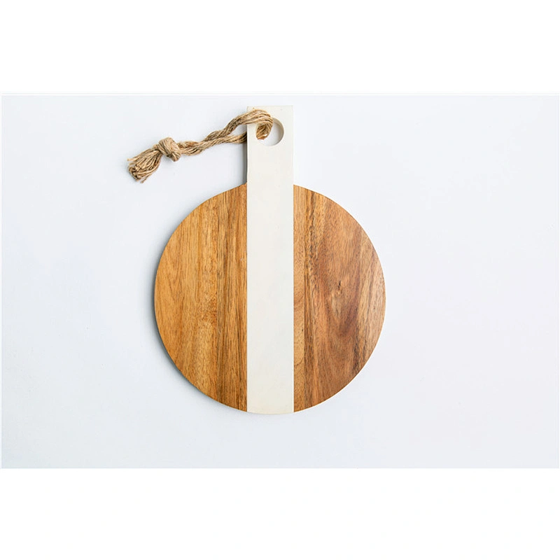 CHEAP kitchen supplies Marble mosaic acacia plate Round Plate Dish Stone tableware Stony wood