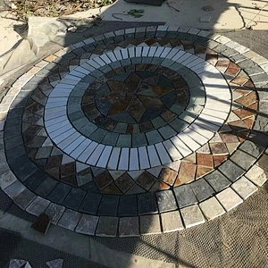 Multi Colors Puzzle Swim Pool Natural Slate Stone Mosaic Tile Flooring