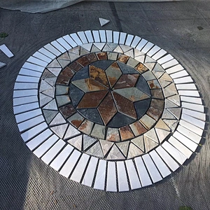Multi Colors Puzzle Swim Pool Natural Slate Stone Mosaic Tile Flooring