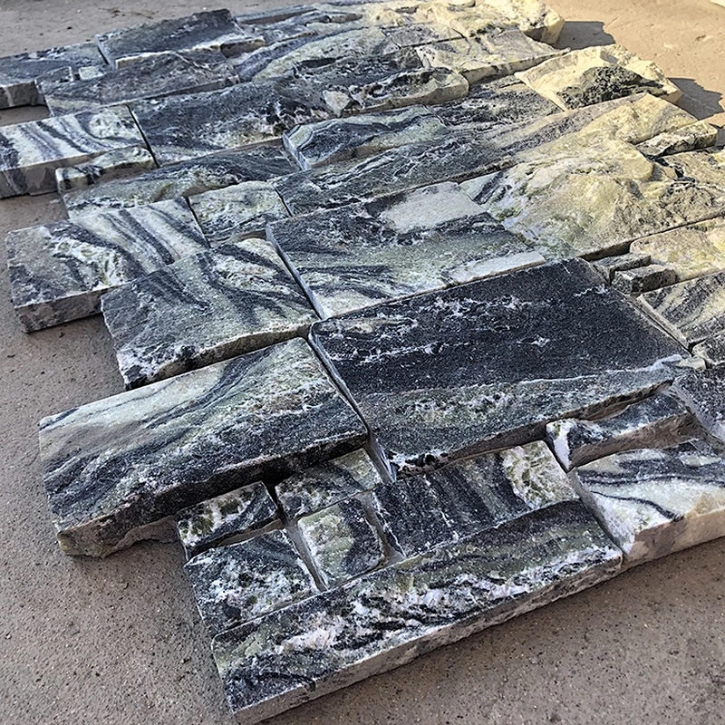 Fine Split Face Ice Green Slate Wall Cladding Exterior Stacked Stones