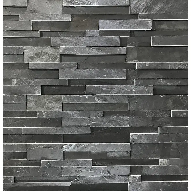 Black Slate 3D Exterior Natural Stone Exterior Wall Cladding/Cheap Stacked Stone/Ledge Stone