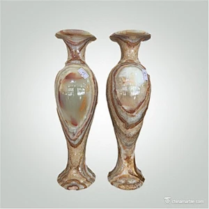 China Handicraft Light Green Onyx Marble Flower Vases