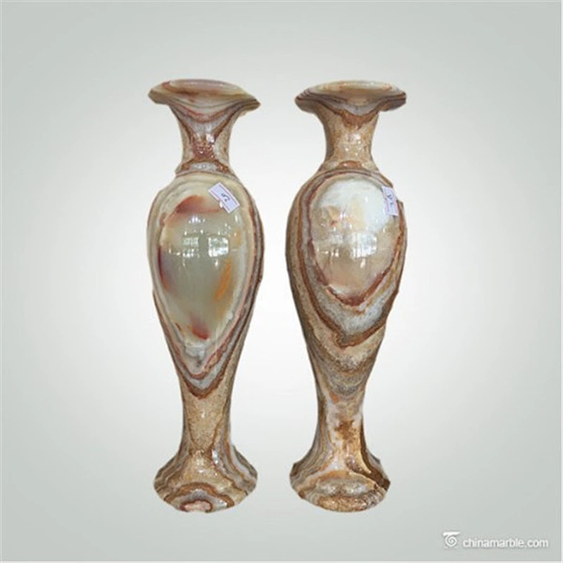China Handicraft Light Green Onyx Marble Flower Vases