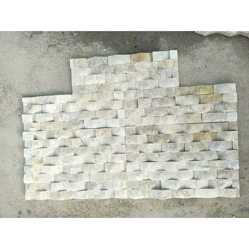 White Quartzite Wave Format stone veneer sheet/stacked stone wall cladding