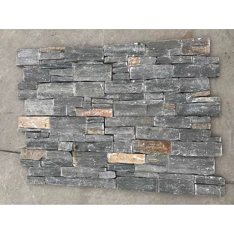 Meshed Cement Back Gray Slate Stacked Stone/Slate Landscaping Stone