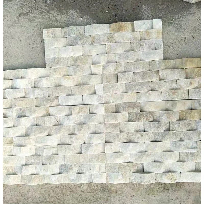 White Quartzite Wave Format stone veneer sheet/stacked stone wall cladding