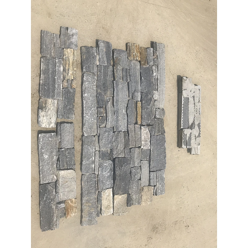 Blue Quartzite Meshed Cement Back Cladding Exterior Wall Panels/Exterior Wall Stone Decoration/Stacked Stone Panel