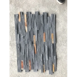 Black with Rust Slate Rough Face Stone Wall Panel Cladding/External Stone Wall Cladding/Culture Stone
