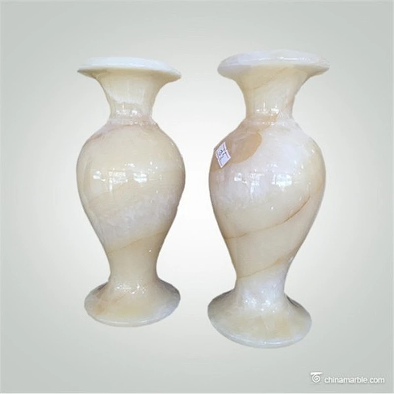 China Handicraft Light Green Onyx Marble Flower Vases