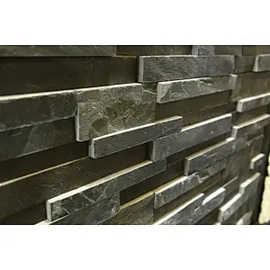 Black Slate 3D Exterior Natural Stone Exterior Wall Cladding/Cheap Stacked Stone/Ledge Stone