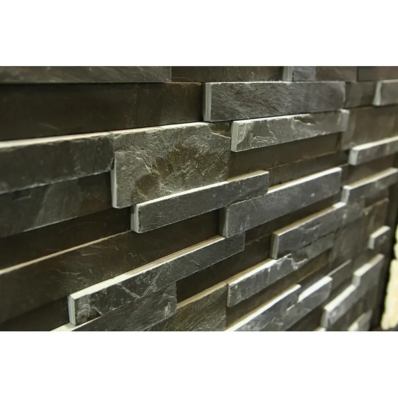 Black Slate 3D Exterior Natural Stone Exterior Wall Cladding/Cheap Stacked Stone/Ledge Stone