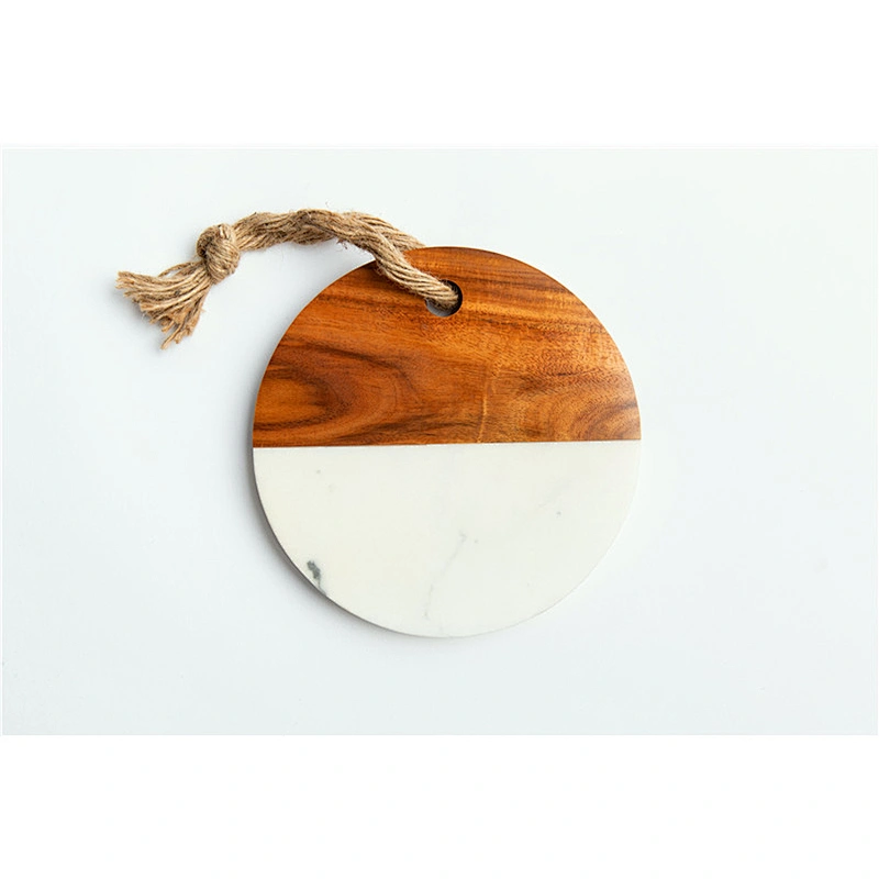 Cheap kitchen supplies food dinner plate marble solid wood dish round tray