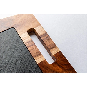 Cheap Special kitchen supplies food dinner plate slate stitching log rectangle sushi plate slate tray