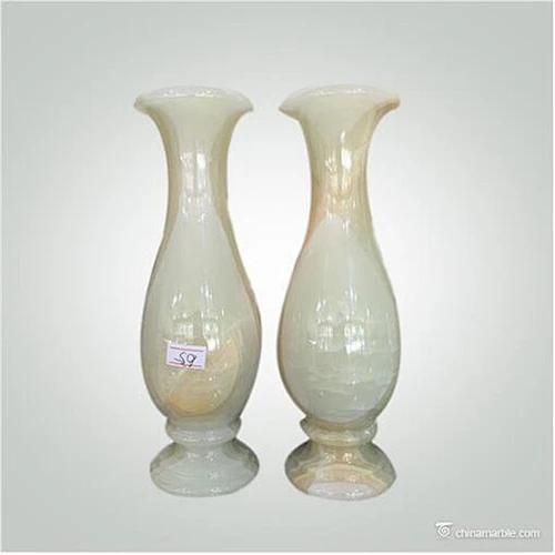 China Handicraft Light Green Onyx Marble Flower Vases