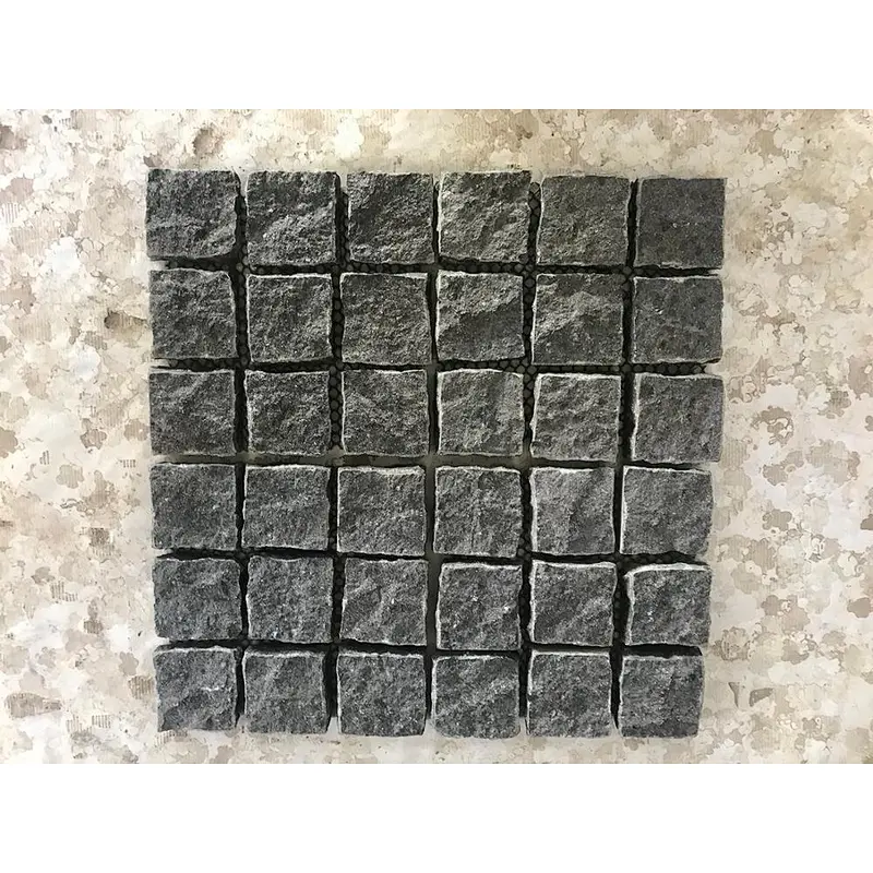 G684 Black Granite Split Meshed Back Net Paving Stone for Sidewalk