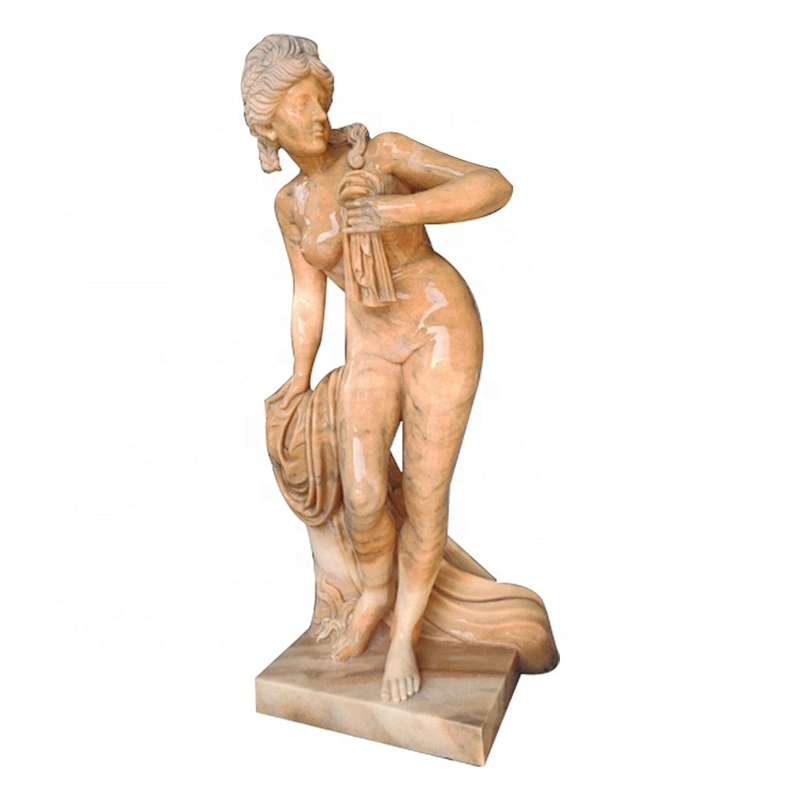 Garden Decorative Bathing Woman Naked Girl Statue Art Stone Sculpture
