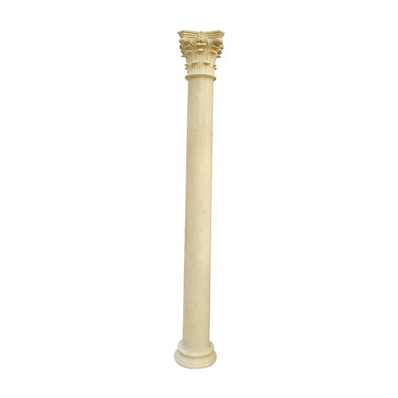 Custom White Beige Outdoor Garden House Decorative Marble Column