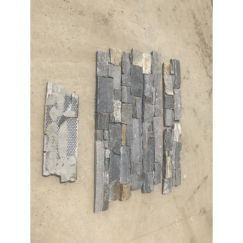 Blue Quartzite Meshed Cement Back Cladding Exterior Wall Panels/Exterior Wall Stone Decoration/Stacked Stone Panel