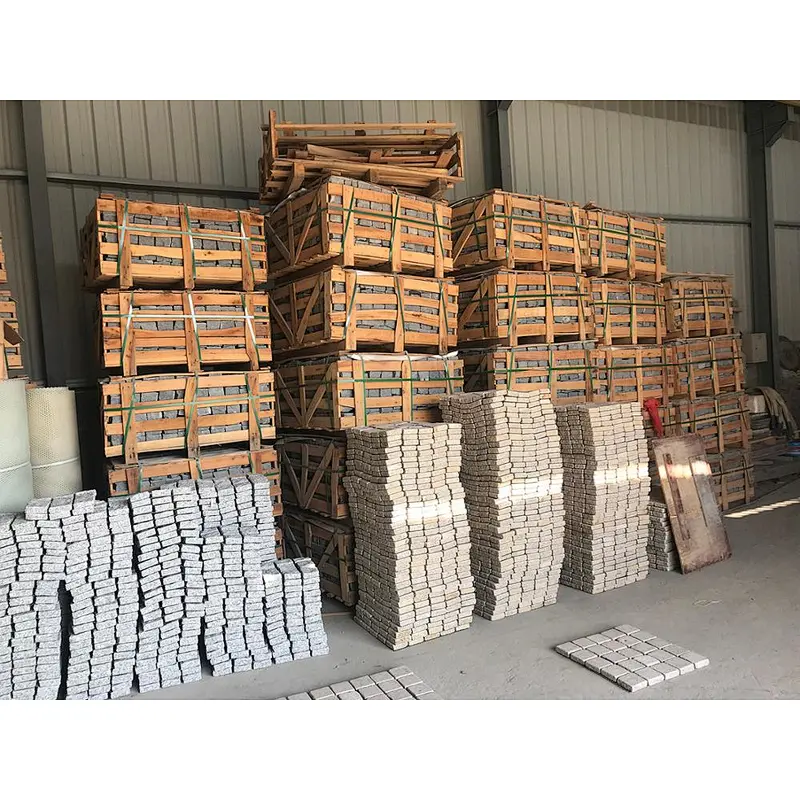 G654 Grey Granite Mesh Net Back Split Paving Stone for Sidewalk