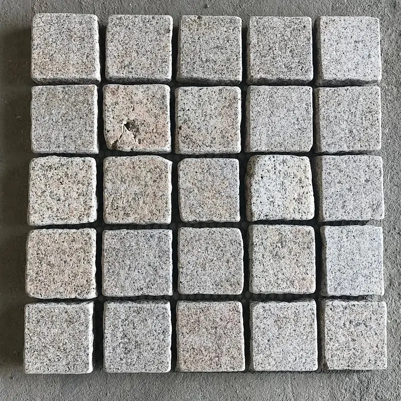 Light Yellow Granite  Flamed  Meshed Net Cut Paving Stone for Sidewalk