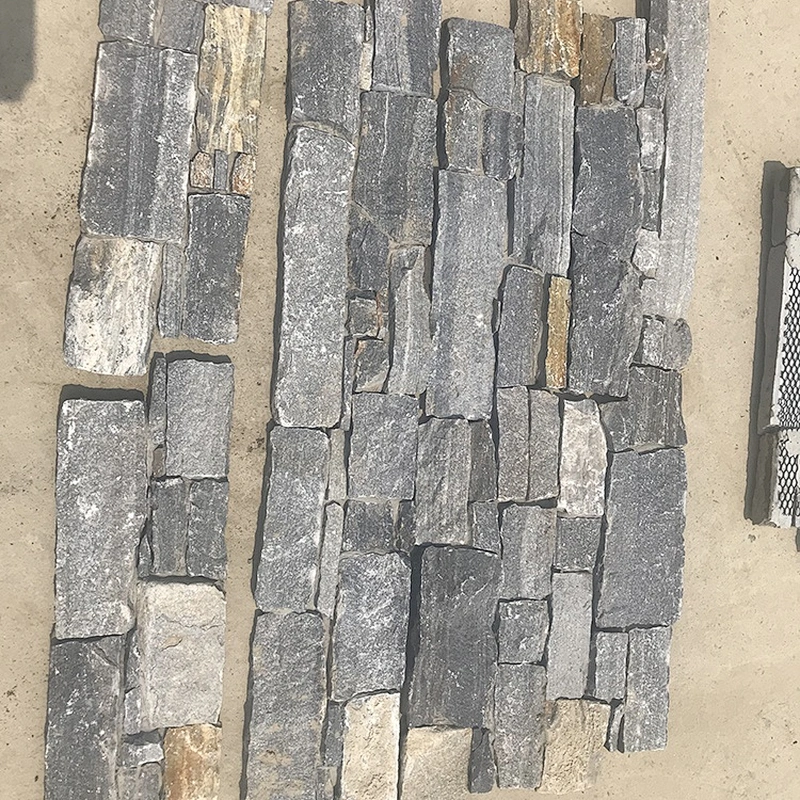 Rust Style Meshed Cement Blue Quartzite Family Wall Stack Stone
