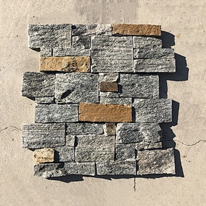 Outdoor Wall Decoration Green Rust Quartzite Ledge Stacked Stone